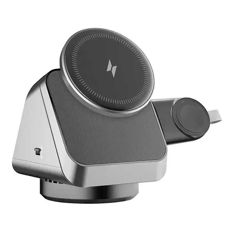 360° Rotating 3 in 1 Magnetic Wireless Charger Stand - Three