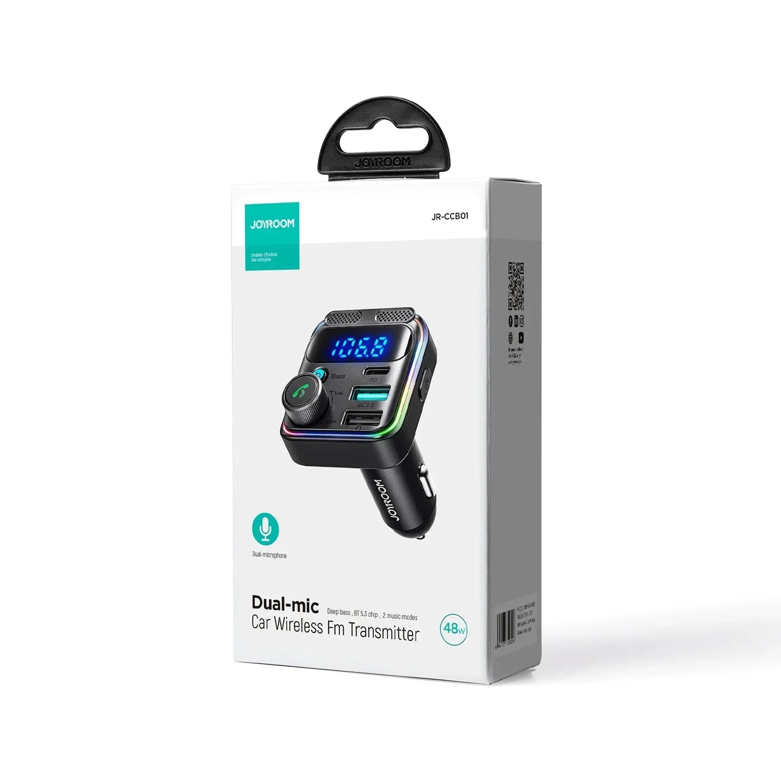 Joyroom 48W Dual-Mic Car Charger FM Transmitter JR-CCB01 - Three