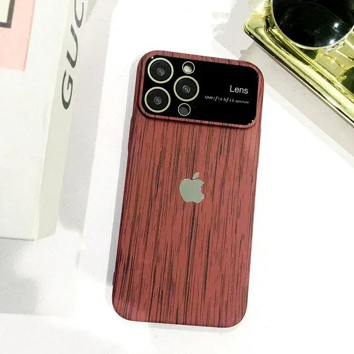 Wood Grain Lens Protection Case iPhone 13 - Three