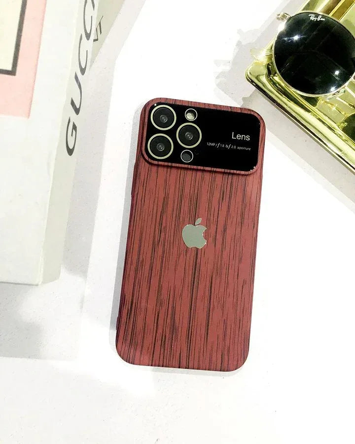 Wood Grain Lens Protection Case iPhone 12 Pro Max - Three