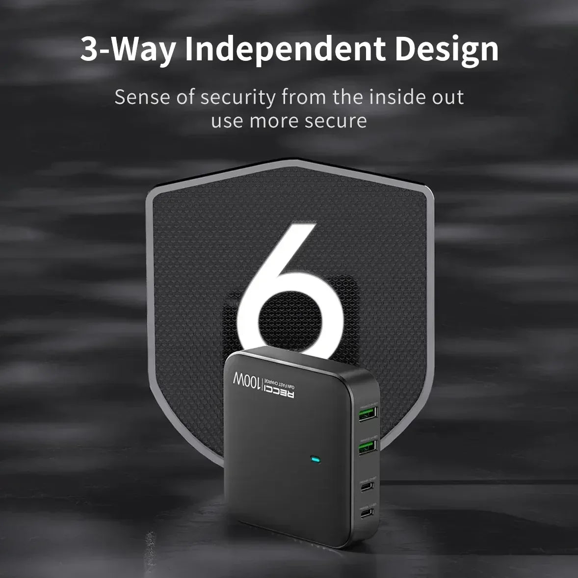 Recci GAN 100W Desktop Charger RC39 - Three