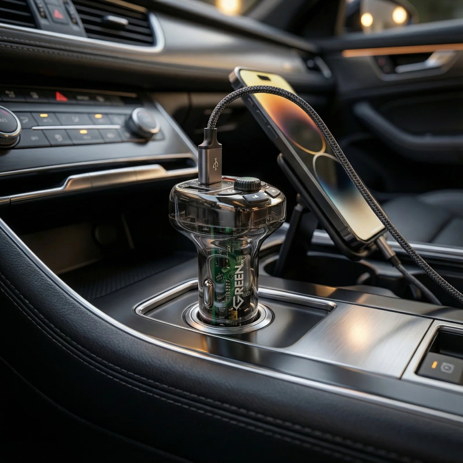 GREEN LED MP3 Car Charger 55W GE-Y085