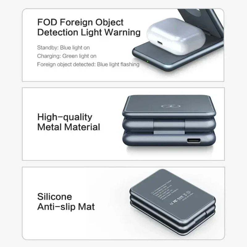 3 in 1 Foldable Magnetic Wireless Charger W28 - Three