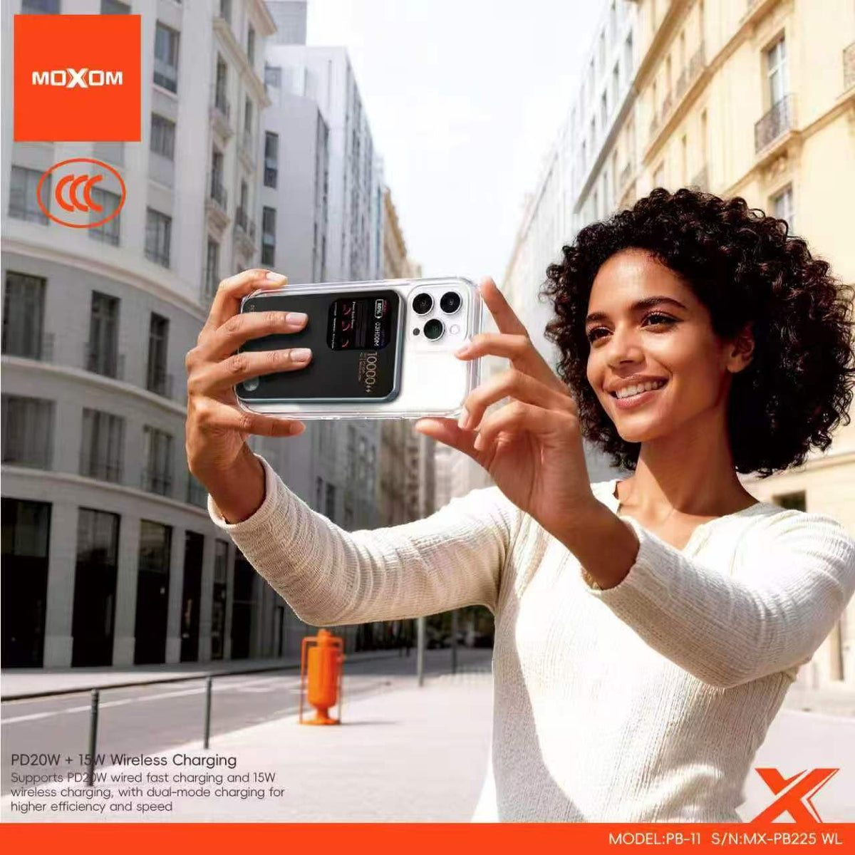MOXOM Smart Display 10000mAh Wireless Power Bank MX-PB225 WL