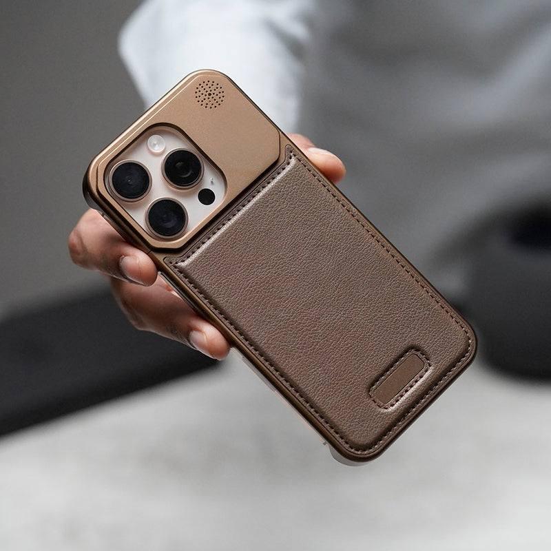 NJOYNY Metal Leather Case iPhone 16 Pro Max - Three