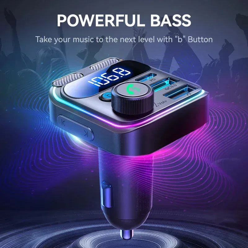 Joyroom 48W Dual-Mic Car Charger FM Transmitter JR-CCB01 - Three