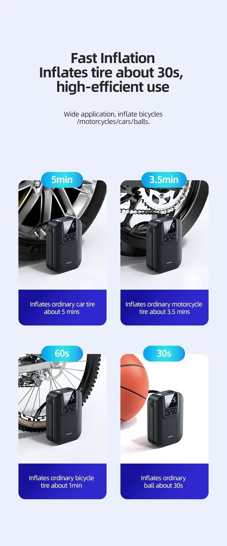 USAMS Mini Car Air Pump 5000Mah US-ZB215 - Three