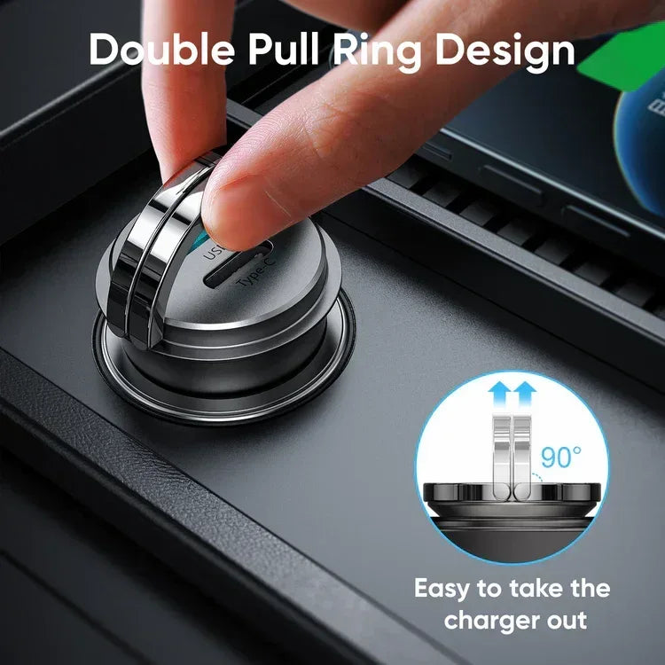 Joyroom Mini 2-Port Ring-Pull Fast Car Charger 45W C-A35 - Three