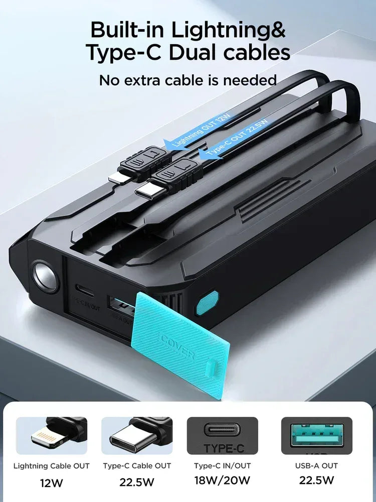 Joyroom 22.5W Power Bank with Built in 2in1 Cables 10000mAh JR-L017 - Three