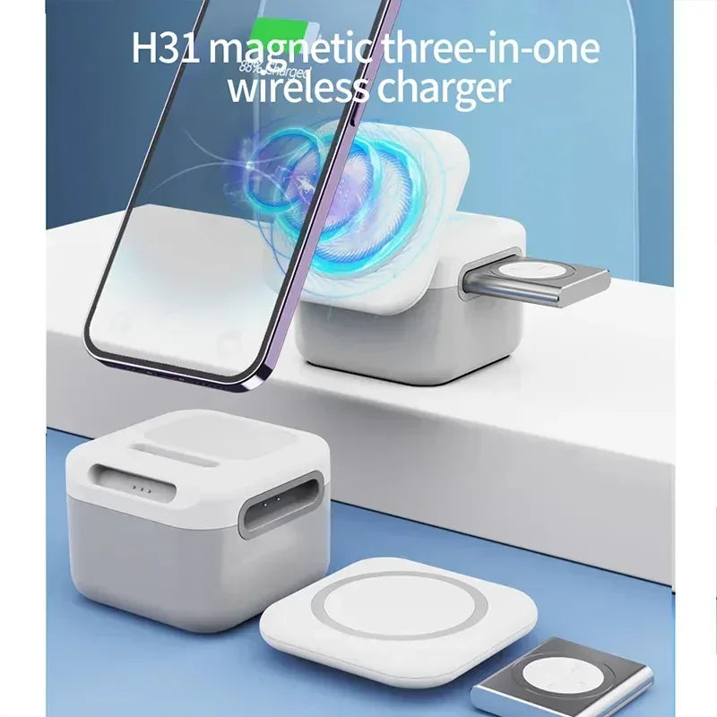 3 in 1 Cube Magnetic Wireless Charger - Three