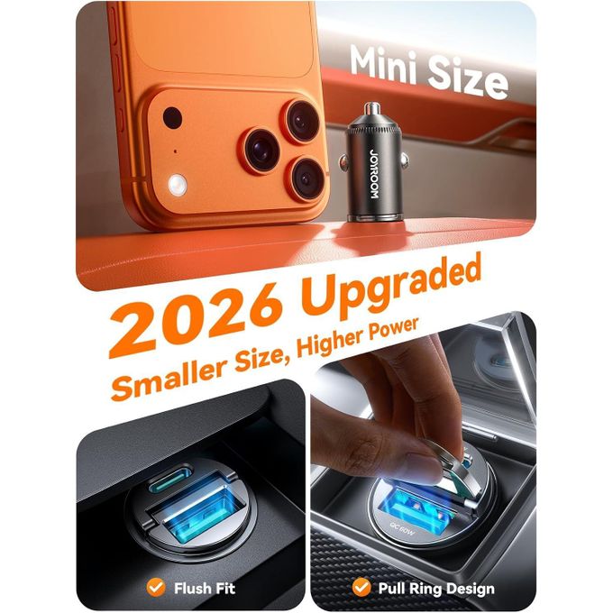 JOYROOM Pull-Ring Style PD 65W Mini Car Charger USB-A + USB-C Dual Ports JR-CCN18