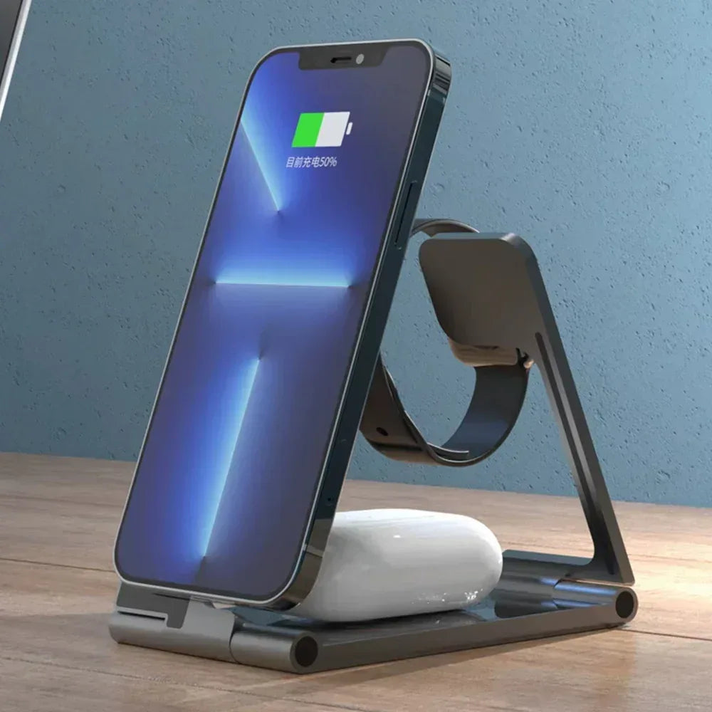 4 in 1 Folding Magnetic Wireless Charging Station Dual 15W - Three