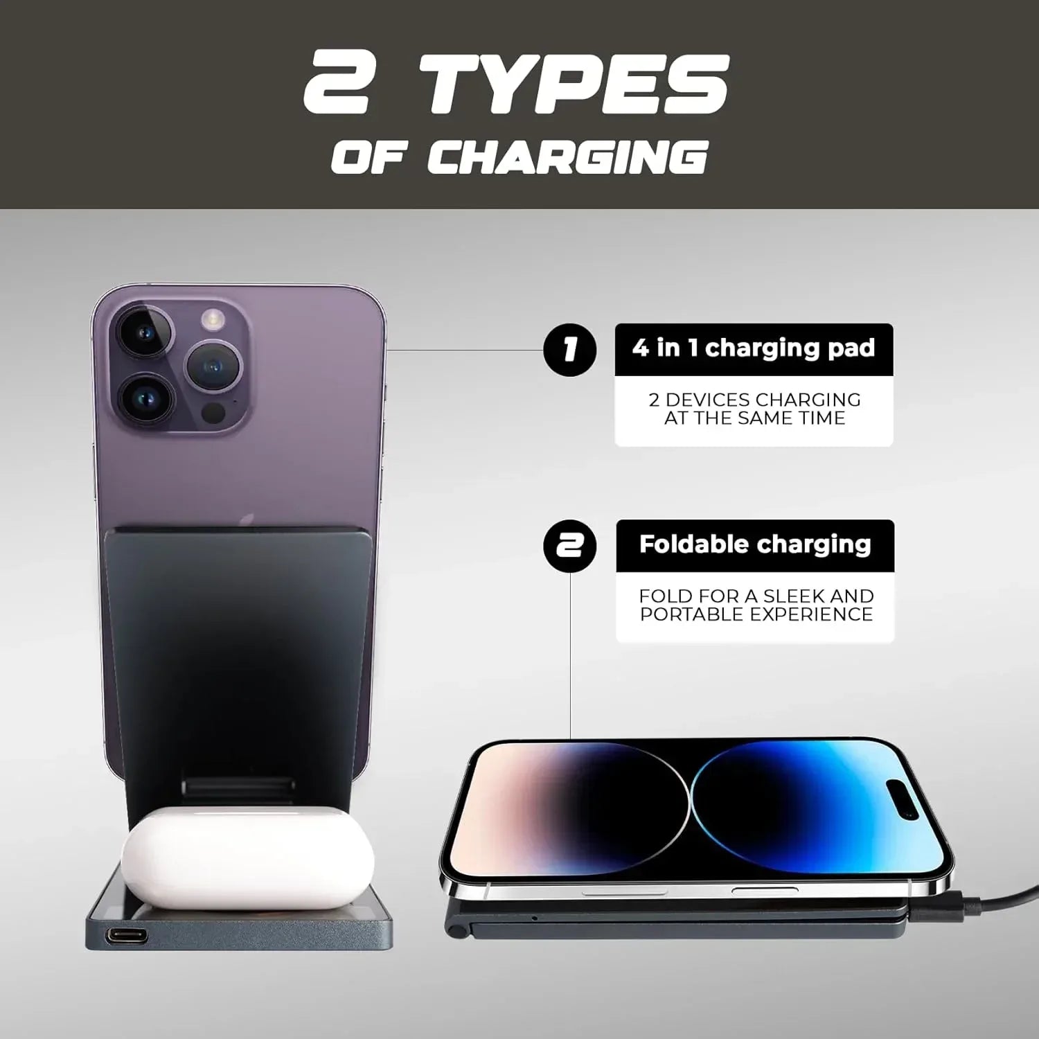 4 in 1 Travel Wireless Charging Station 15W - Three