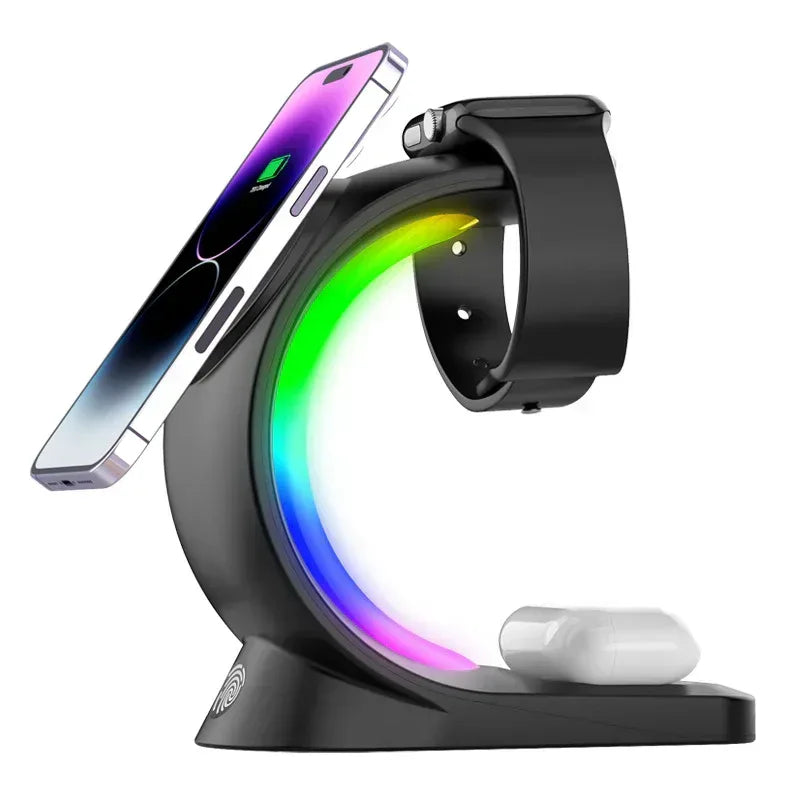 3 In 1 RGB Light Magnetic Wireless Charger T17 - Three