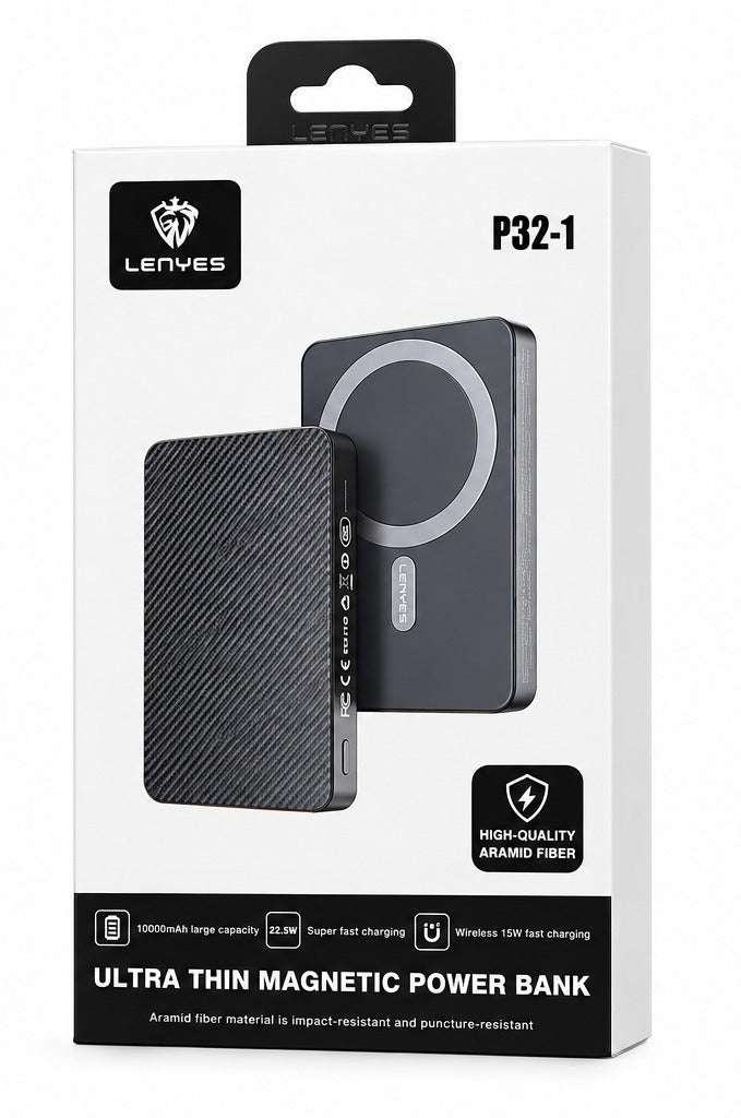 Lenyes 1000mAh 20W PD 15W Magsafe Ultra Thin Power Bank P32-1