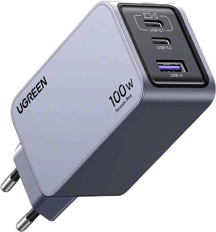 UGREEN Nexode Pro 100W 3-Port GaN Fast Charger with 100W USB-C Cable - Grey