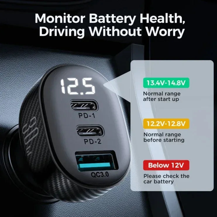 Joyroom 2A1C 30W Car Charger JR-CCD04 - Three