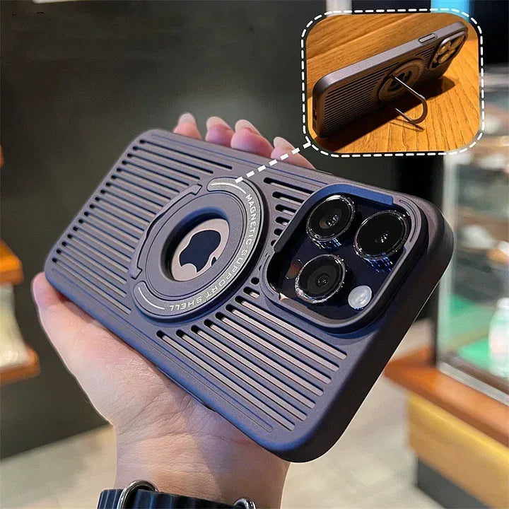 Breathable Magnetic Stand Case iPhone 14 Pro Max - Three