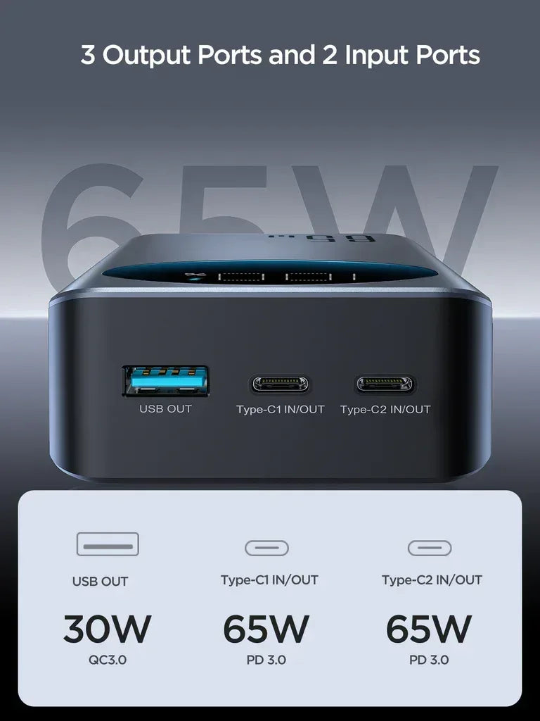 Joyroom 65W Power Bank 30000mAh JR-PBF05 - Three