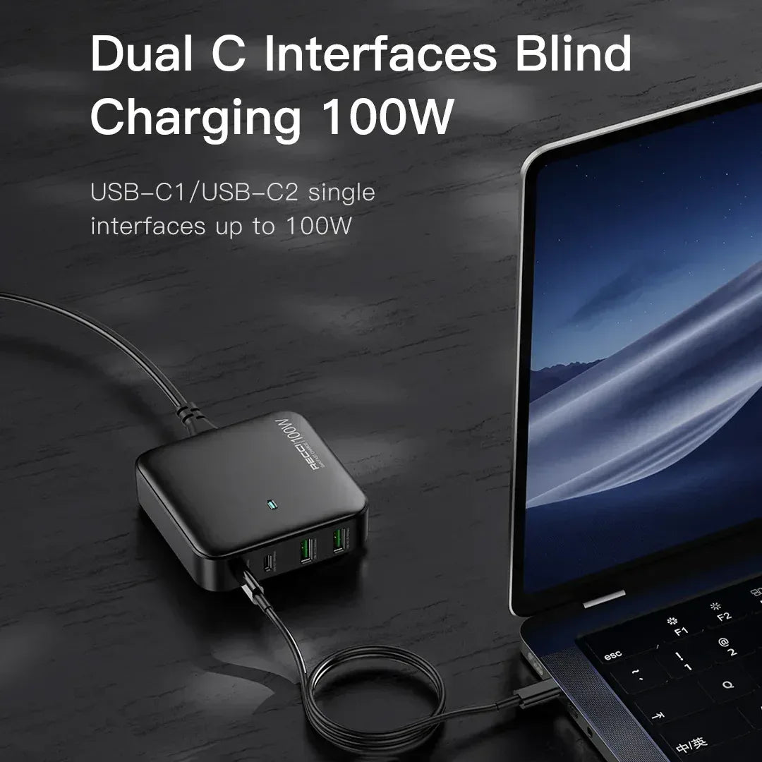 Recci GAN 100W Desktop Charger RC39 - Three