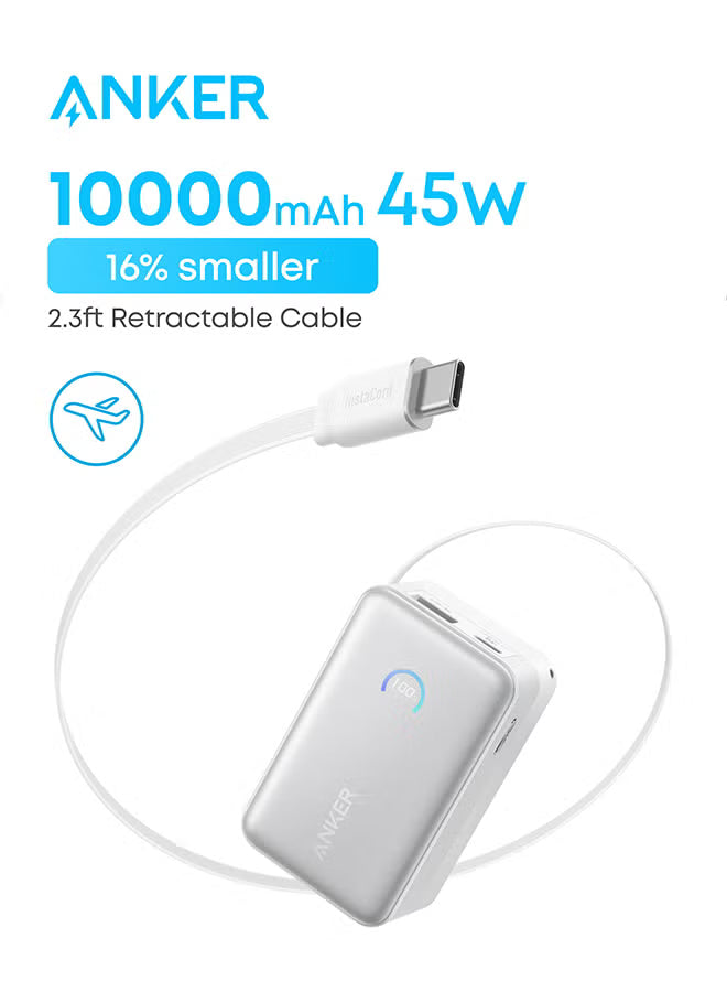 Anker Nano Power Bank (10K, 45W, Built-In Retractable USB-C Cable) A1638P11