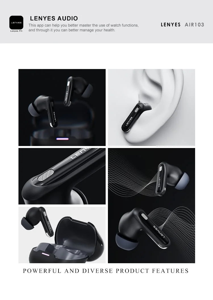 Lenyes Bluetooth 6.0 AI Translation ANC ENC Earbuds Air103