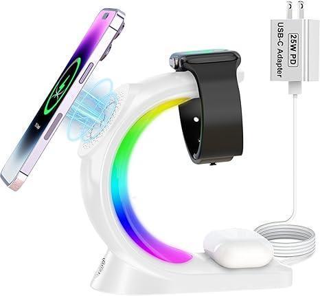 3 In 1 RGB Light Magnetic Wireless Charger T17 - Three