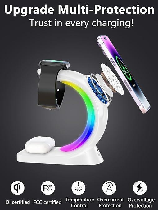 3 In 1 RGB Light Magnetic Wireless Charger T17 - Three