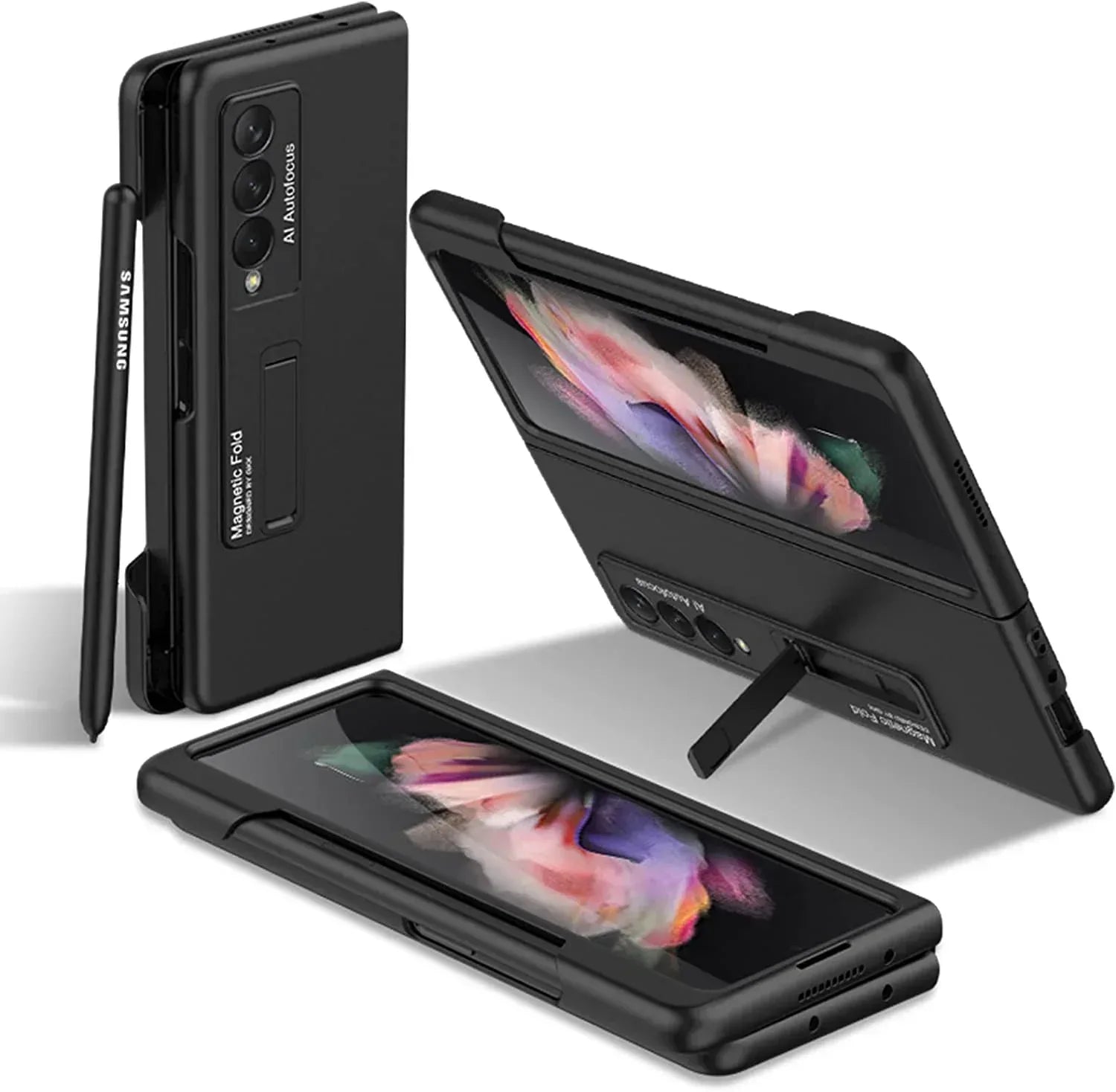 GKK Magnetic Stand Plastic Case Z Fold 3 - Three