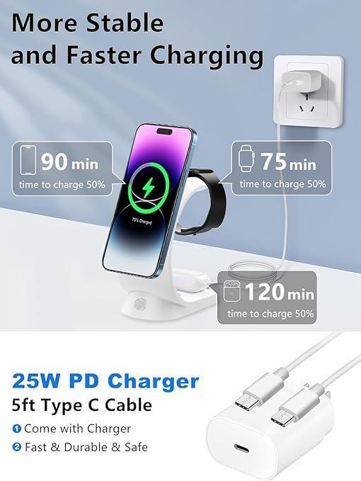 3 In 1 RGB Light Magnetic Wireless Charger T17 - Three