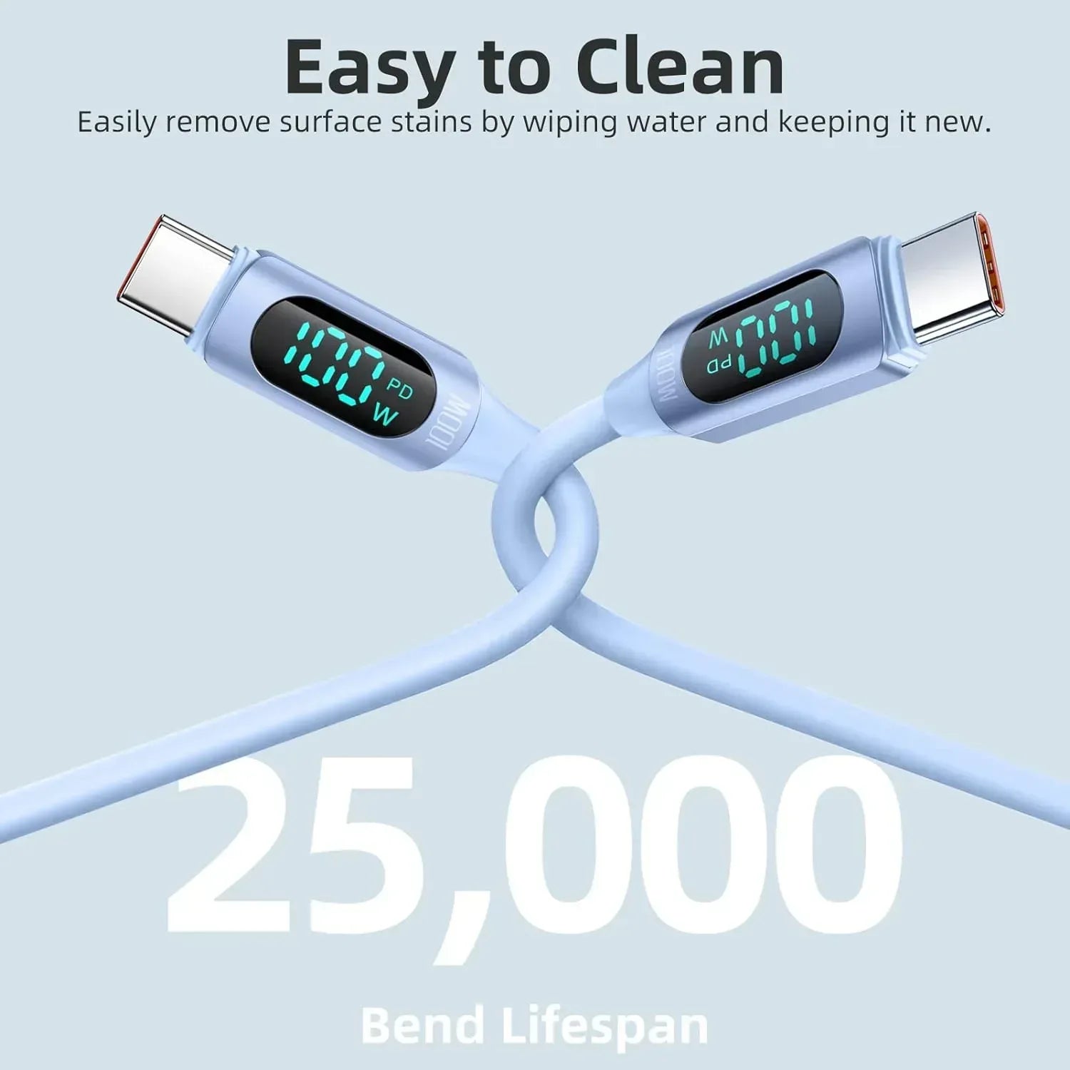 Maxco Silicone Cable Digital Display 100W Type c MS05CC - Three