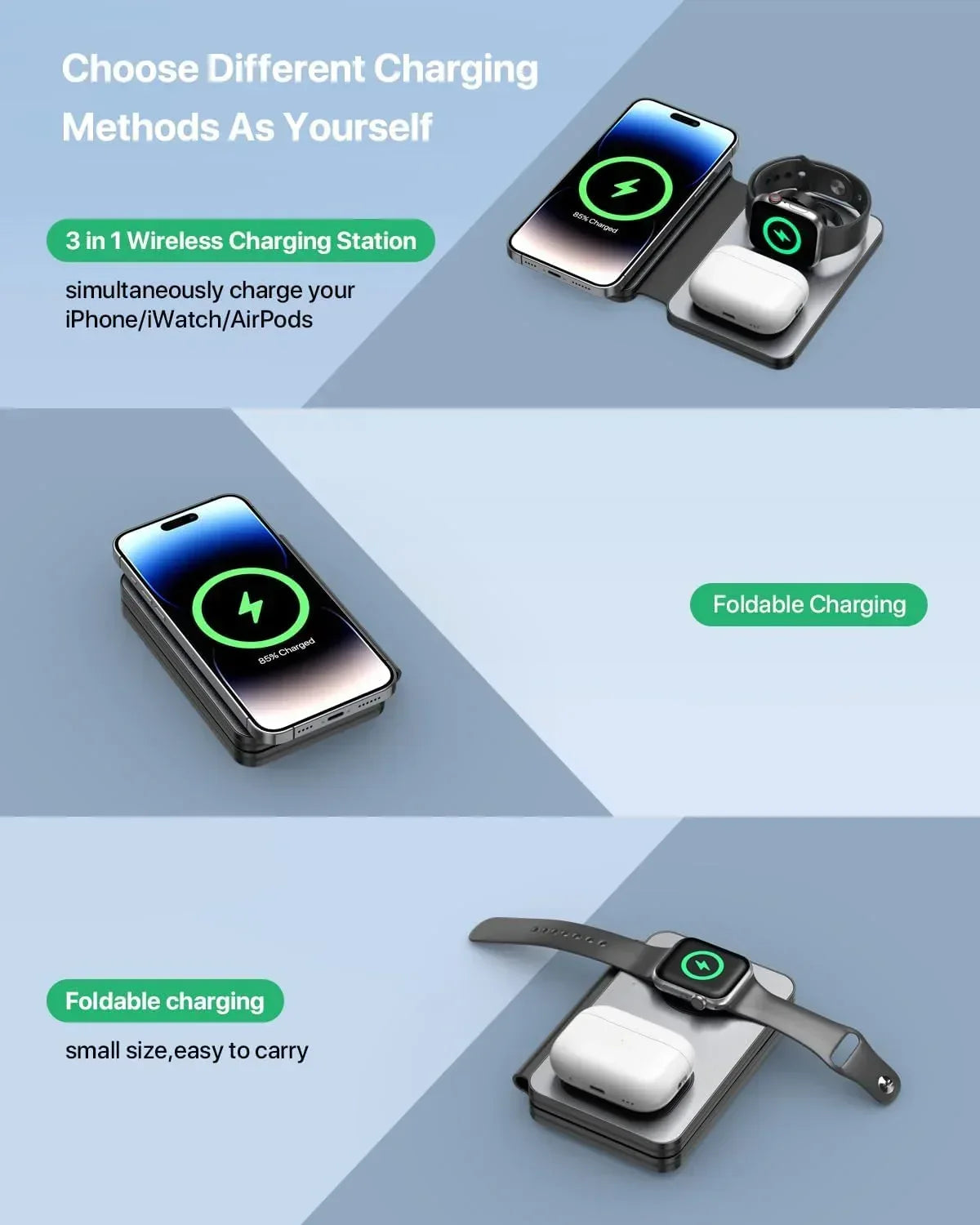 3 in 1 magnetic wireless charger T5 - Three