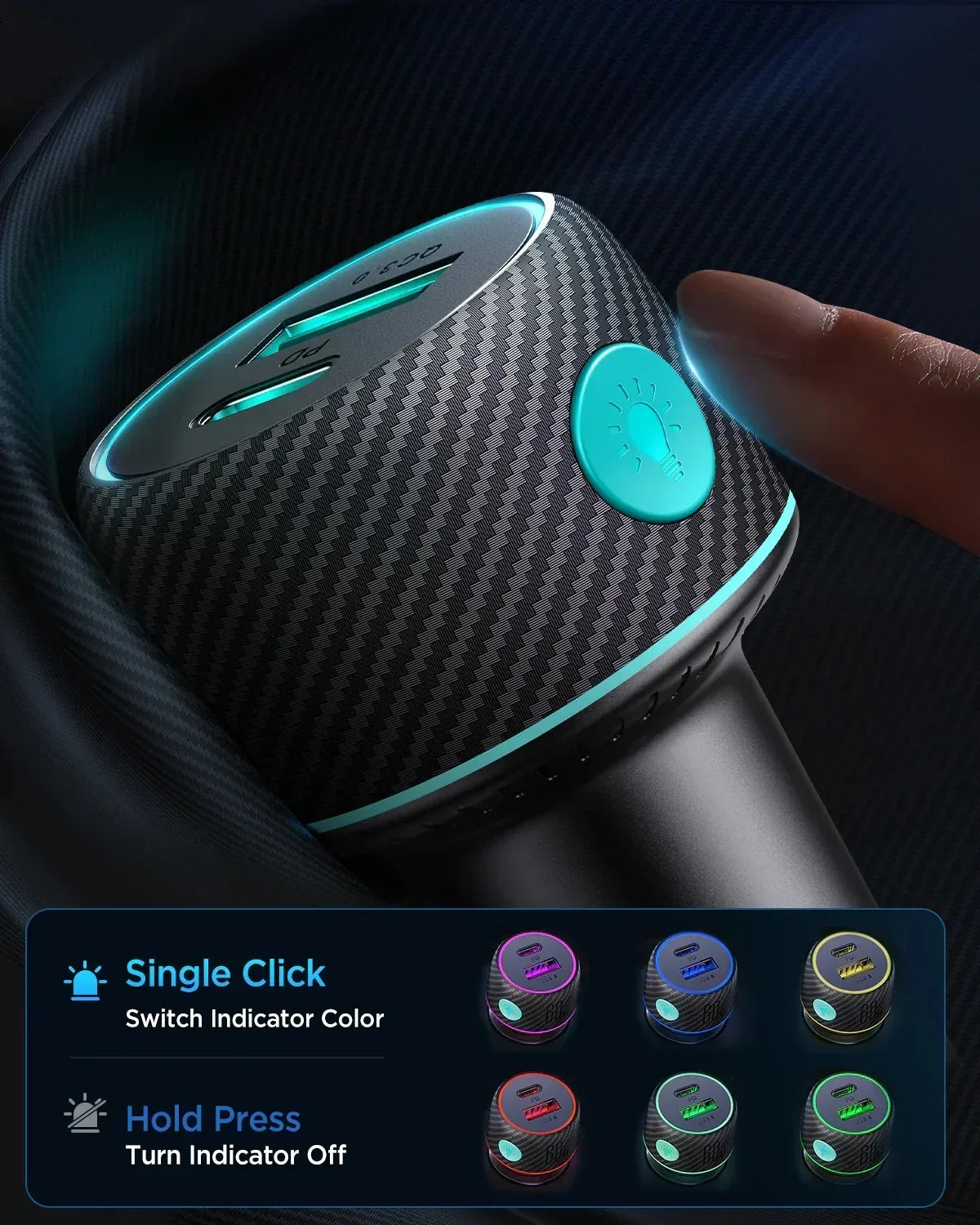 Joyroom 60W 1A+1C Multi-Color Car Charger JR-CCN01 - Three