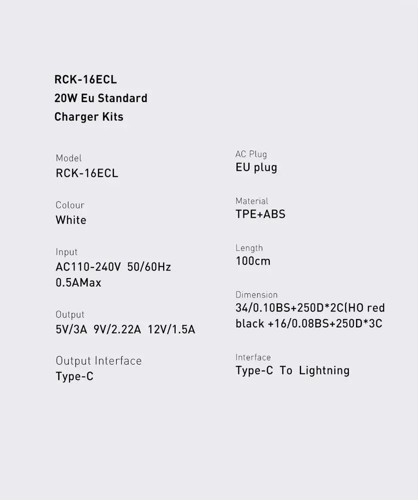 Recci Pd 20W Travel Charger USB-C RCK-16ECL - Three