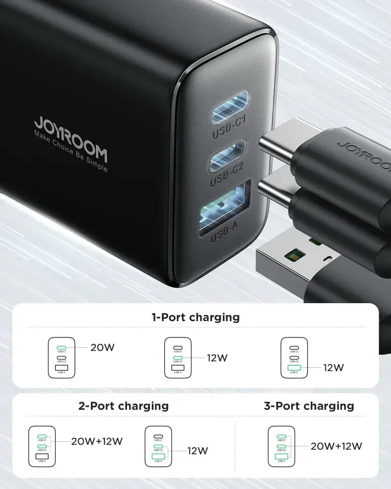 Joyroom 32W 2PD+QC Mini intelligent 3-Port Fast Charger JR-TCF10EU - Three