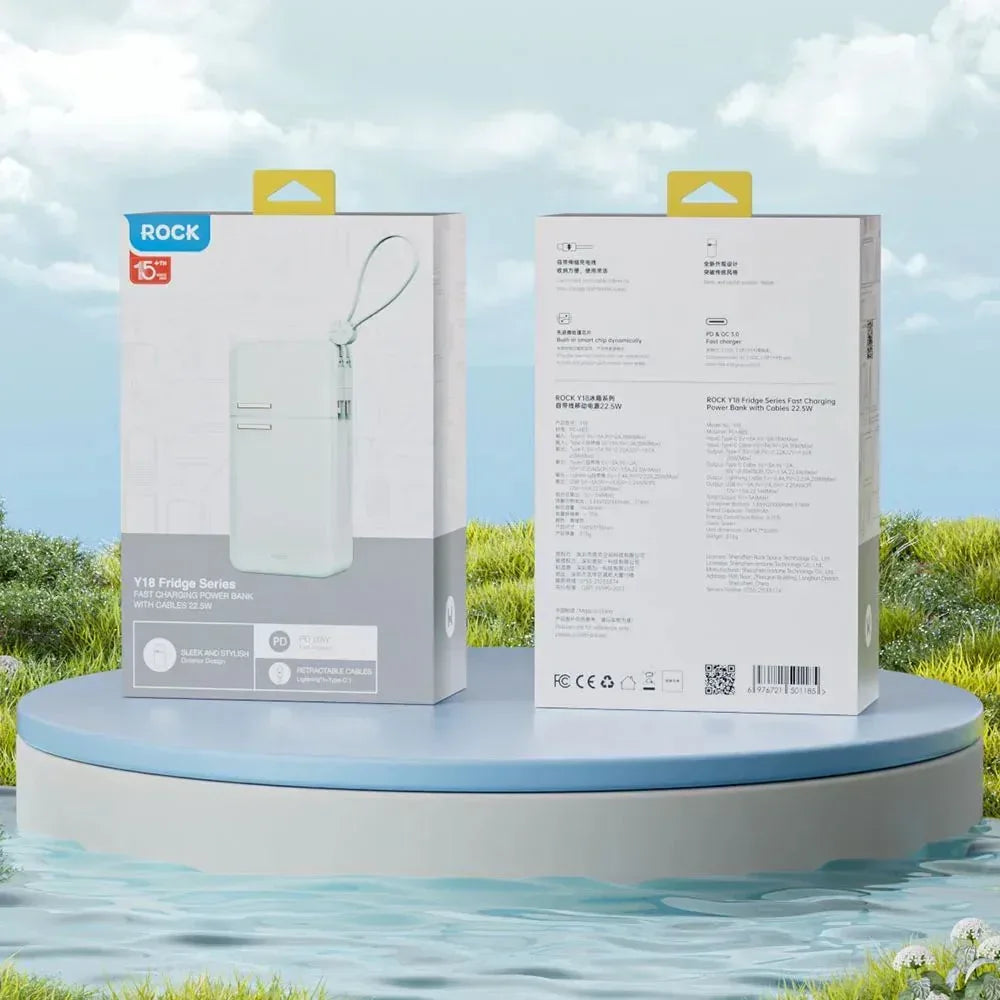 Rock Fridge Series Fast Charging Power Bank With Cables 22.5 Y18 - Three