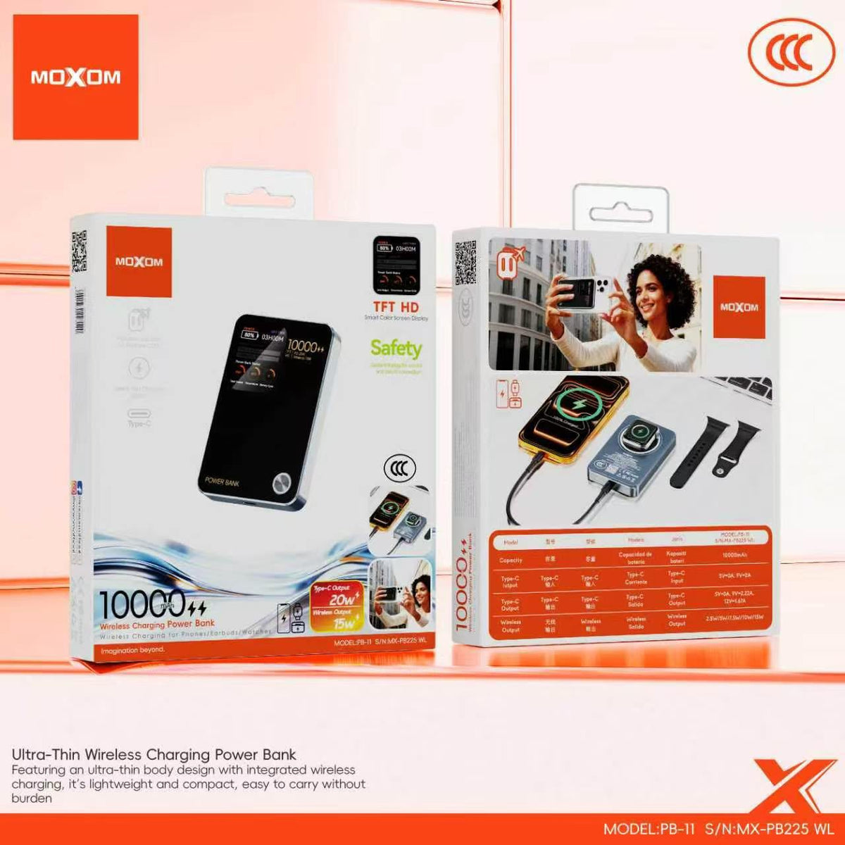 MOXOM Smart Display 10000mAh Wireless Power Bank MX-PB225 WL