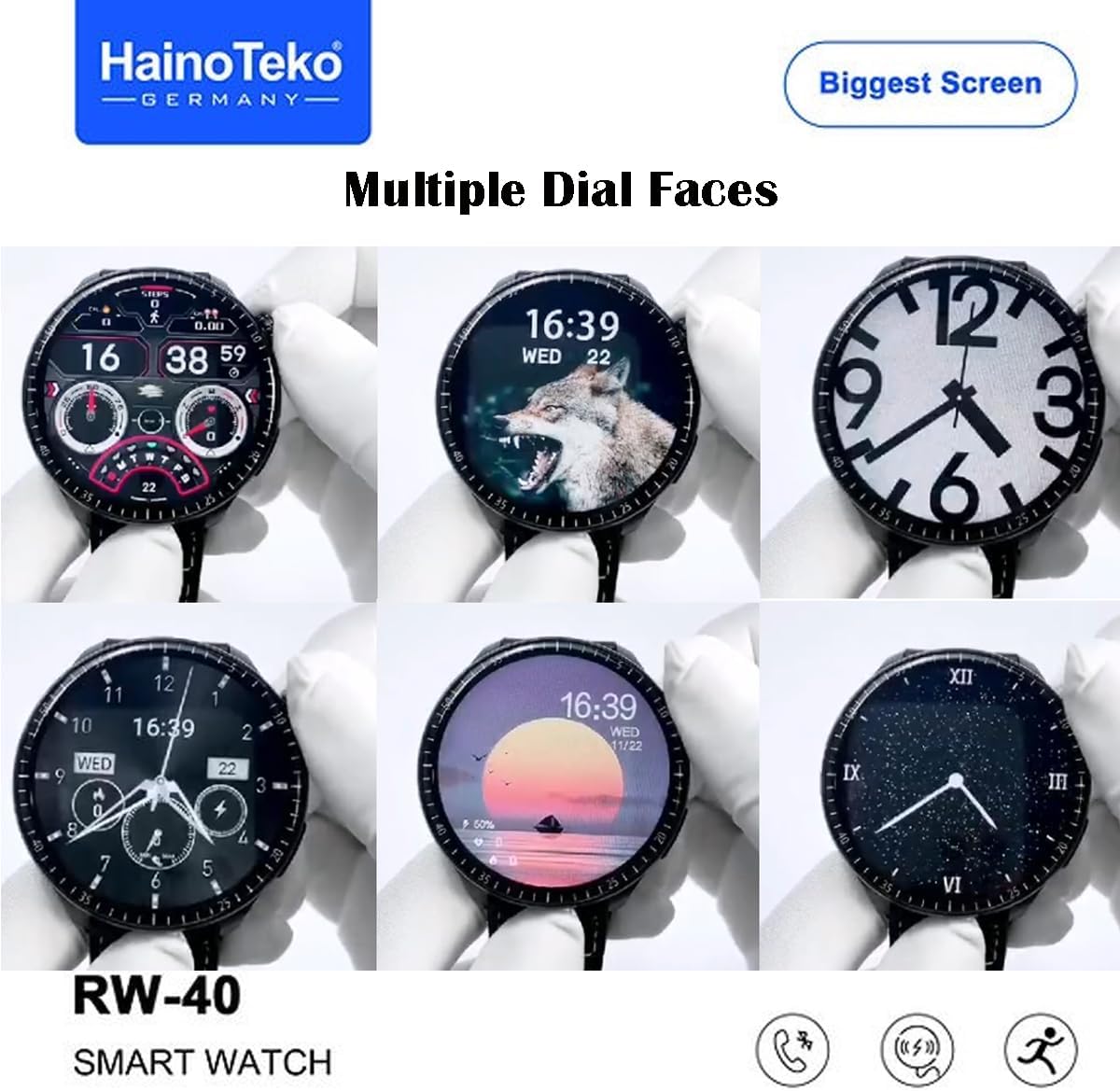 ساعة HainoTeko Germany RW-40 بتصميم عصري ولون أسود