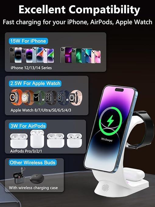 3 In 1 RGB Light Magnetic Wireless Charger T17 - Three