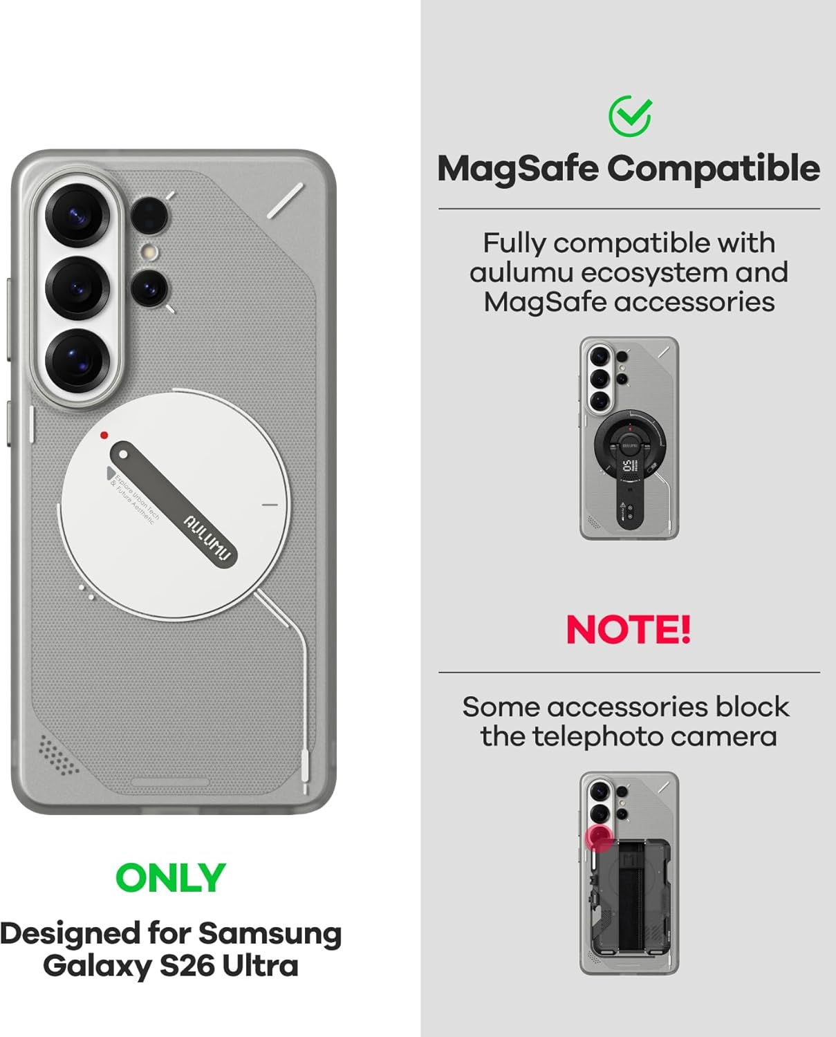 Aulumu Frosted Glow Case for Samsung Galaxy S26 Ultra