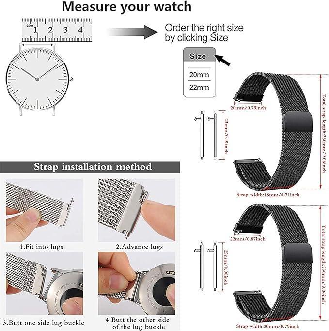 Metal Band Compatible with 20mm Watches - Three
