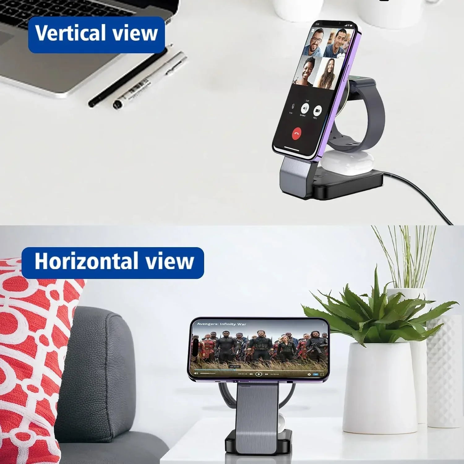 3 in 1 Foldable Wireless Charging Station - Three