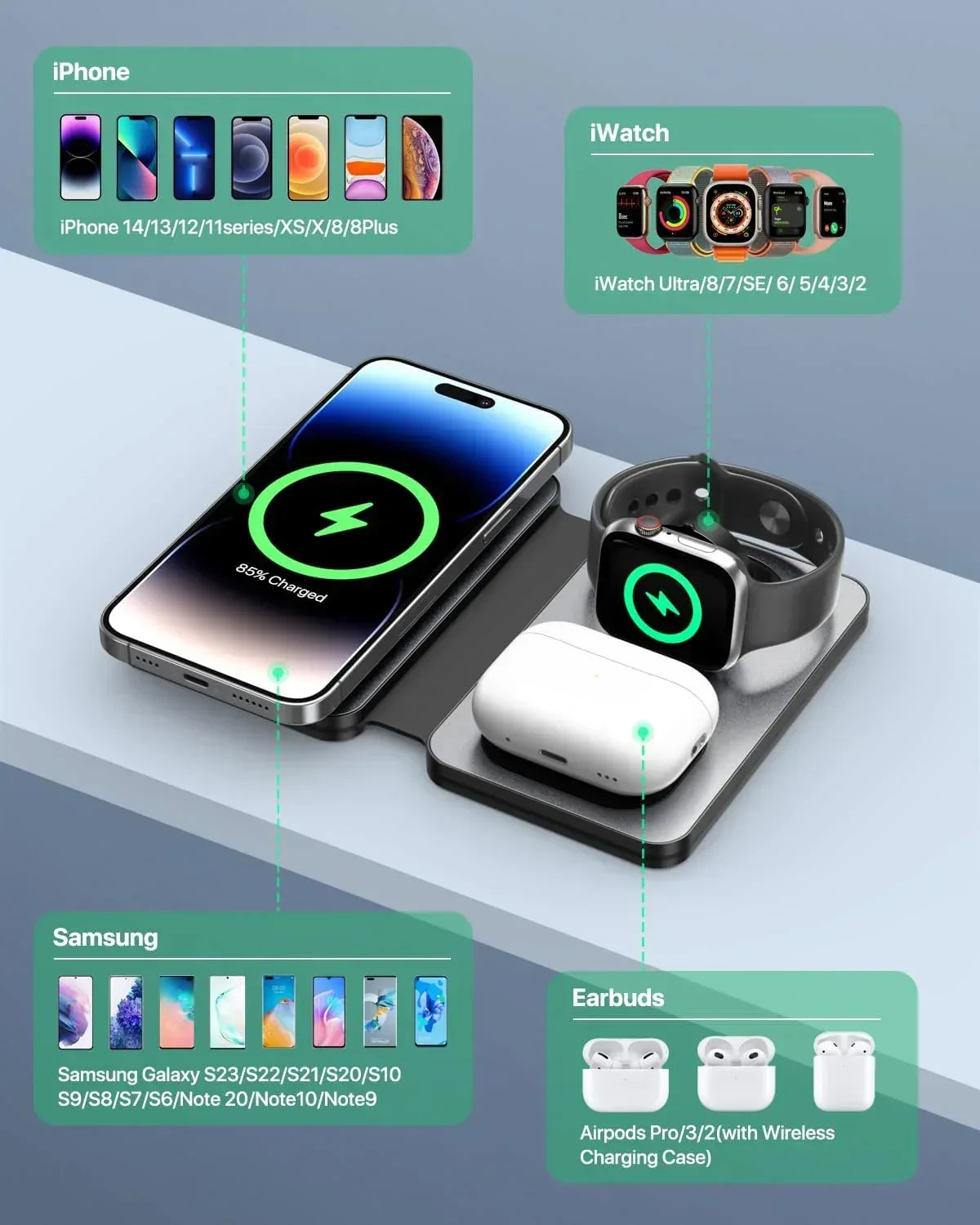 3 in 1 magnetic wireless charger T5 - Three