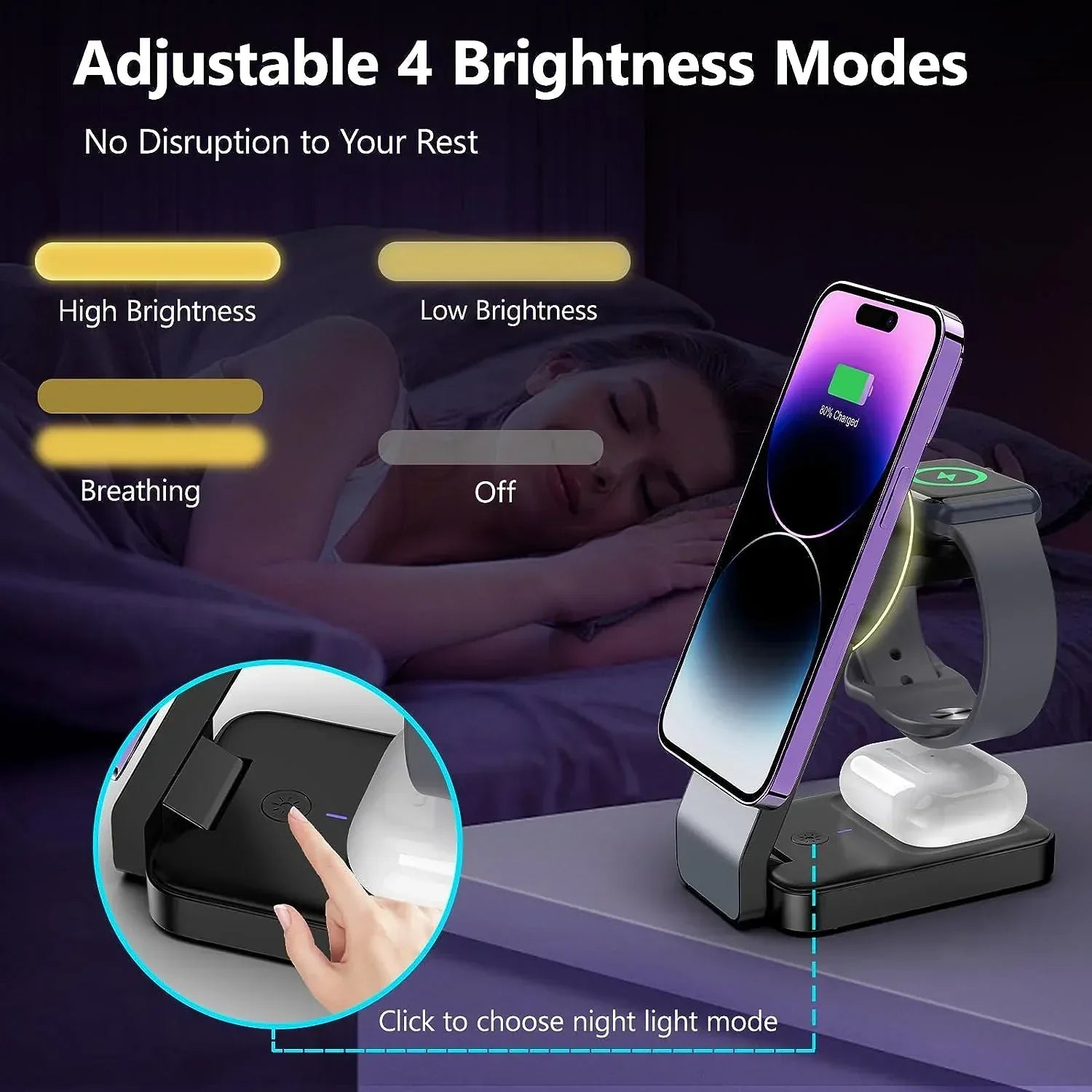 3 in 1 Foldable Wireless Charging Station - Three