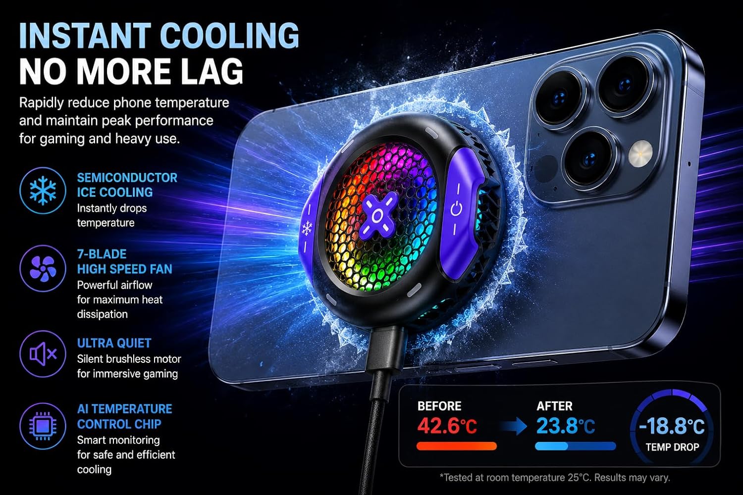 LISEN RGB Magnetic Gaming Cooler CX03
