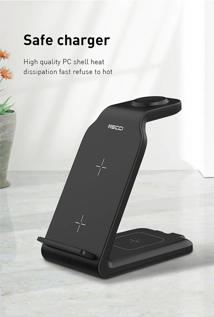 Recci 4 In 1 Desktop Stand Wireless Charger RCW-16