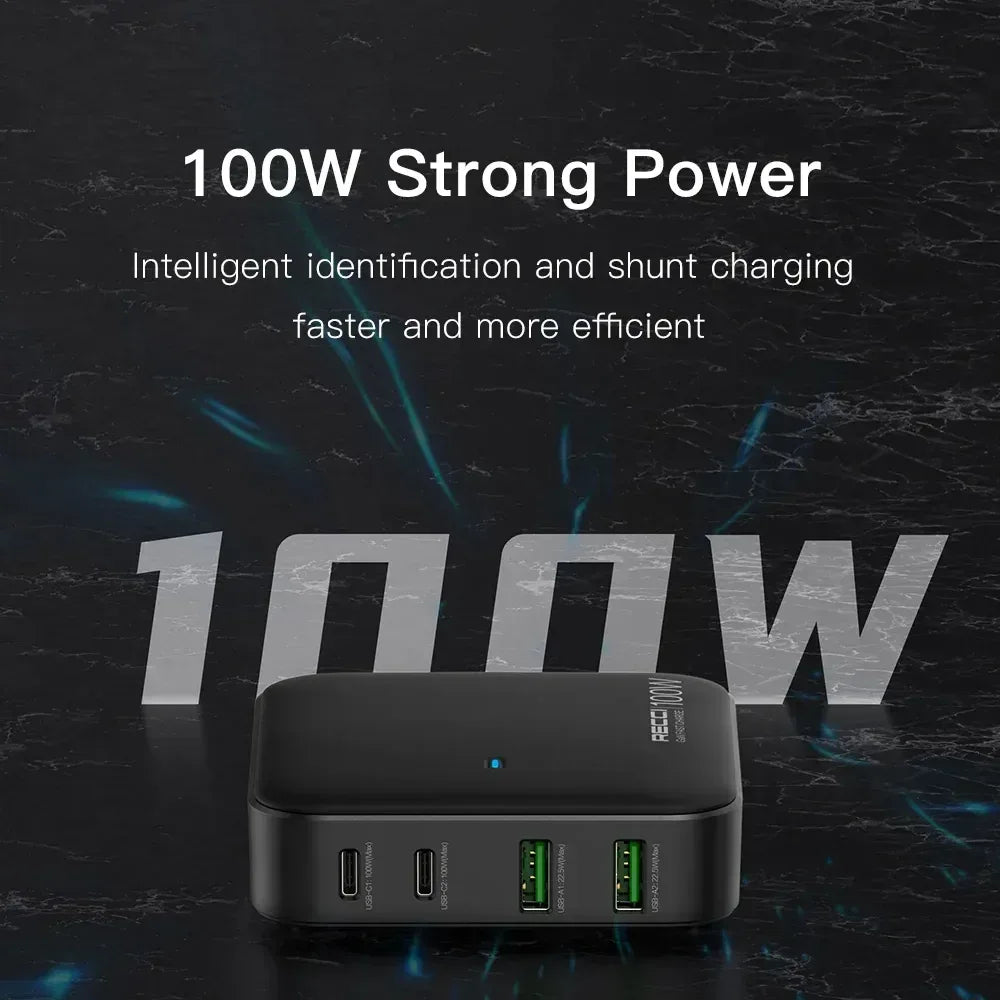 Recci GAN 100W Desktop Charger RC39 - Three
