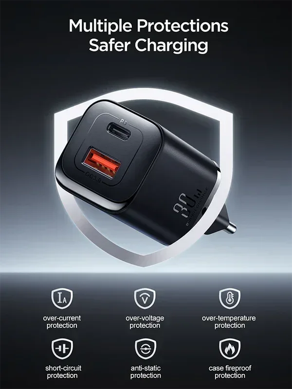 Joyroom Speed Series PD 30W Dual-Port (A+C) Charger JR-TCF08EU - Three