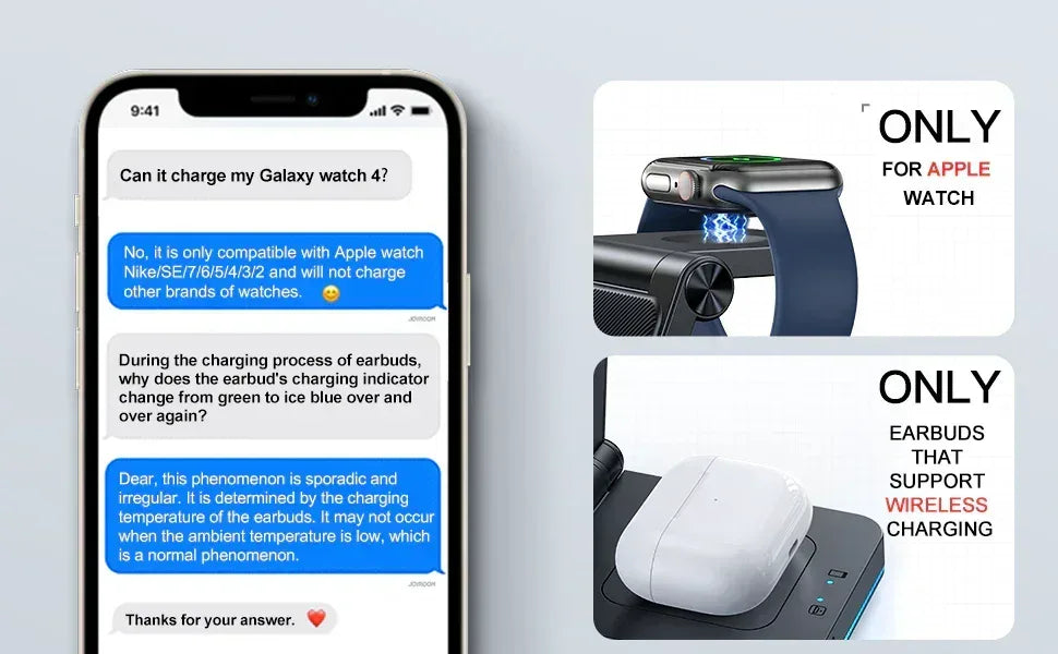 Joyroom 3-in-1 Foldable Wireless Charging Station JR-WQN01 - Three