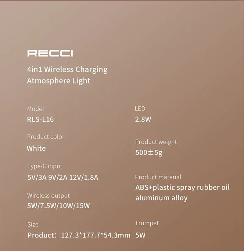 Recci 4 IN1 SPEAKER Wireless Charger RLS-L16 - Three